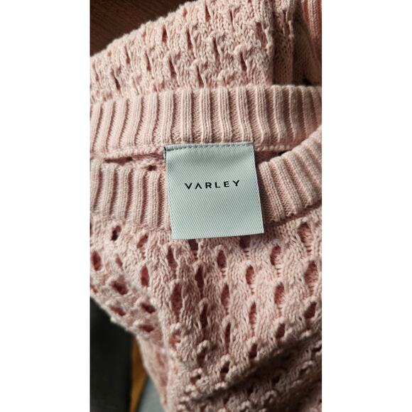 Varley Anthropologie Hains Open  Knit Sweater, Rose Pink, Sz M NEW, Retail $103+ - Picture 6 of 12